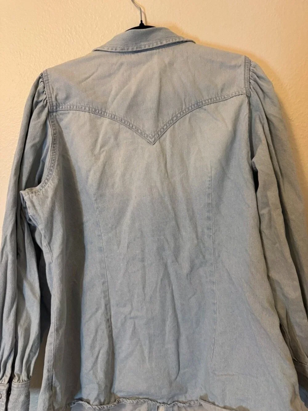 Wrangler Retro Light Wash Blue Jean Western Shirt Peal Button Down Size XL - Picture 7 of 11